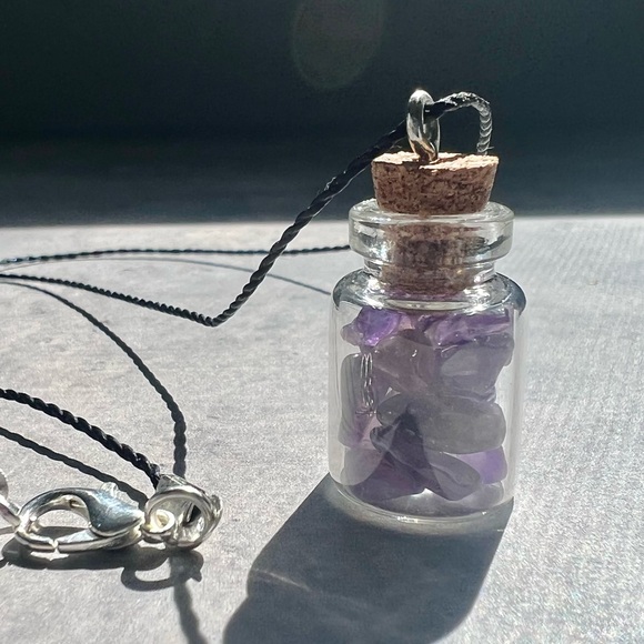 Amethyst Crystal Specimen Bottle Necklace - Picture 5 of 7